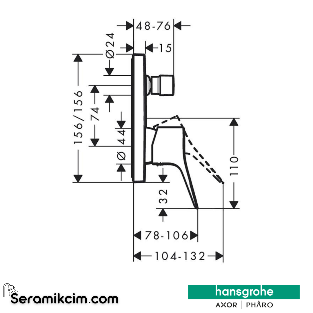 Hansgrohe Vivenis Tek Kollu Banyo Bataryası Ankastre Montaj Entegre Karışım Güvenliği İle En1717'Ye Göre Beyaz 75416700
