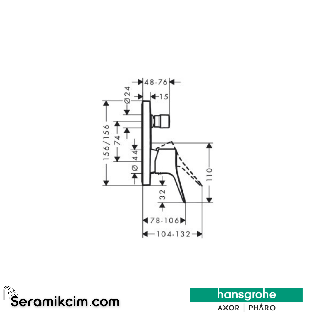 Hansgrohe Vivenis Tek Kollu Banyo Bataryası Ankastre Montaj 75415670