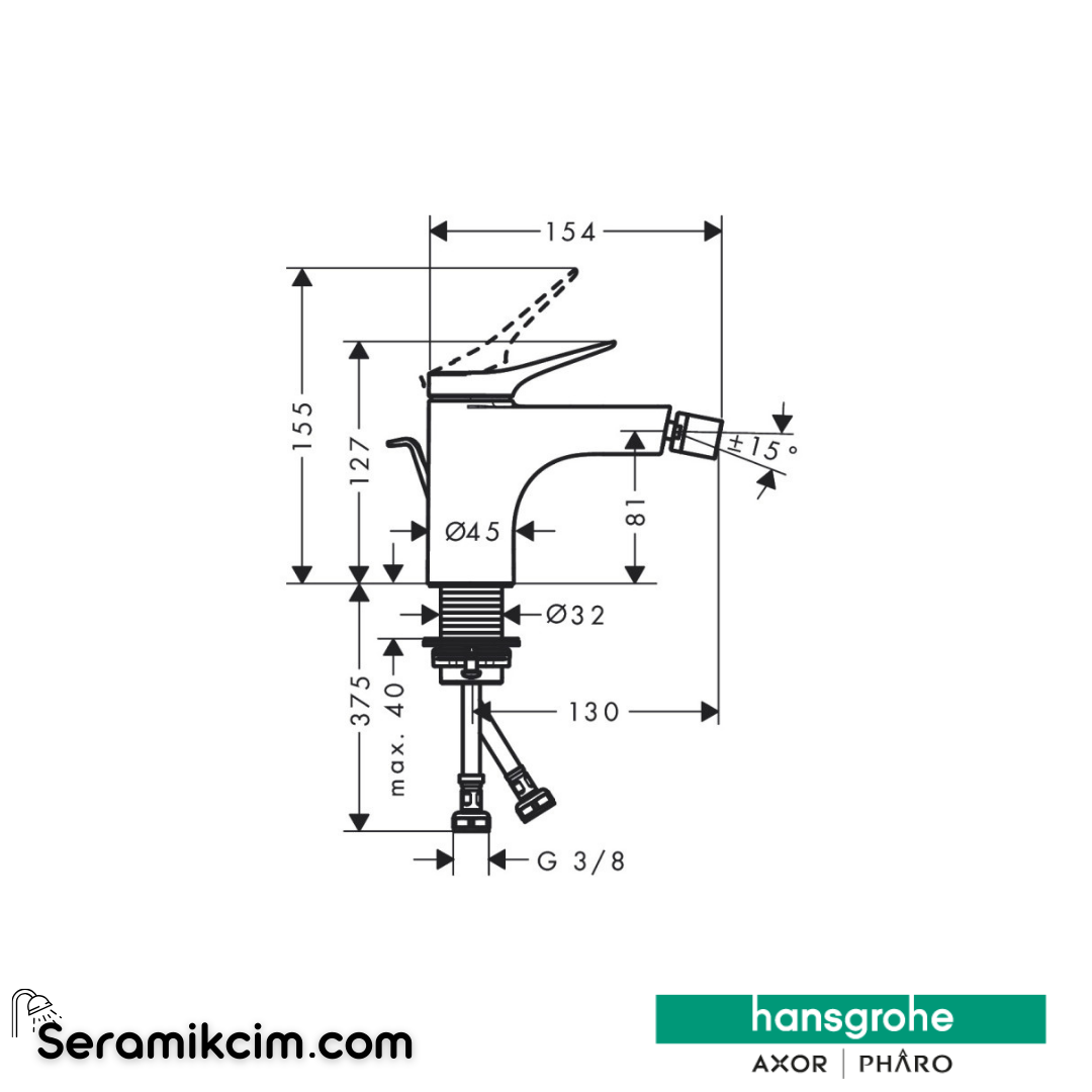 Hansgrohe Vivenis Tek Kollu Bide Bataryası Mat Beyaz 75200700
