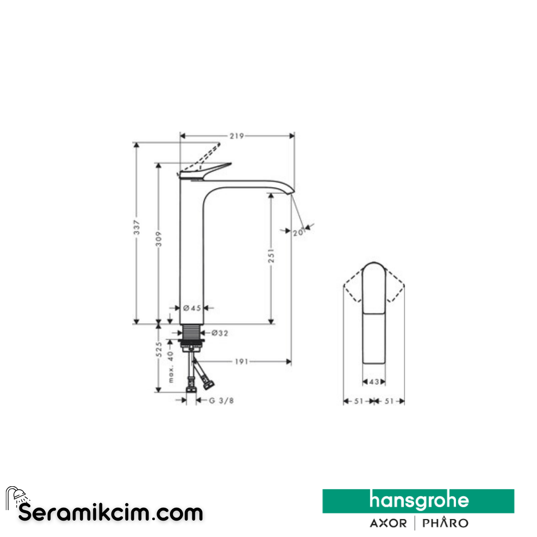 Hansgrohe Vivenis Tek Kollu Lavabo Bataryası 250 For Washbowls Kumandasız 75042000