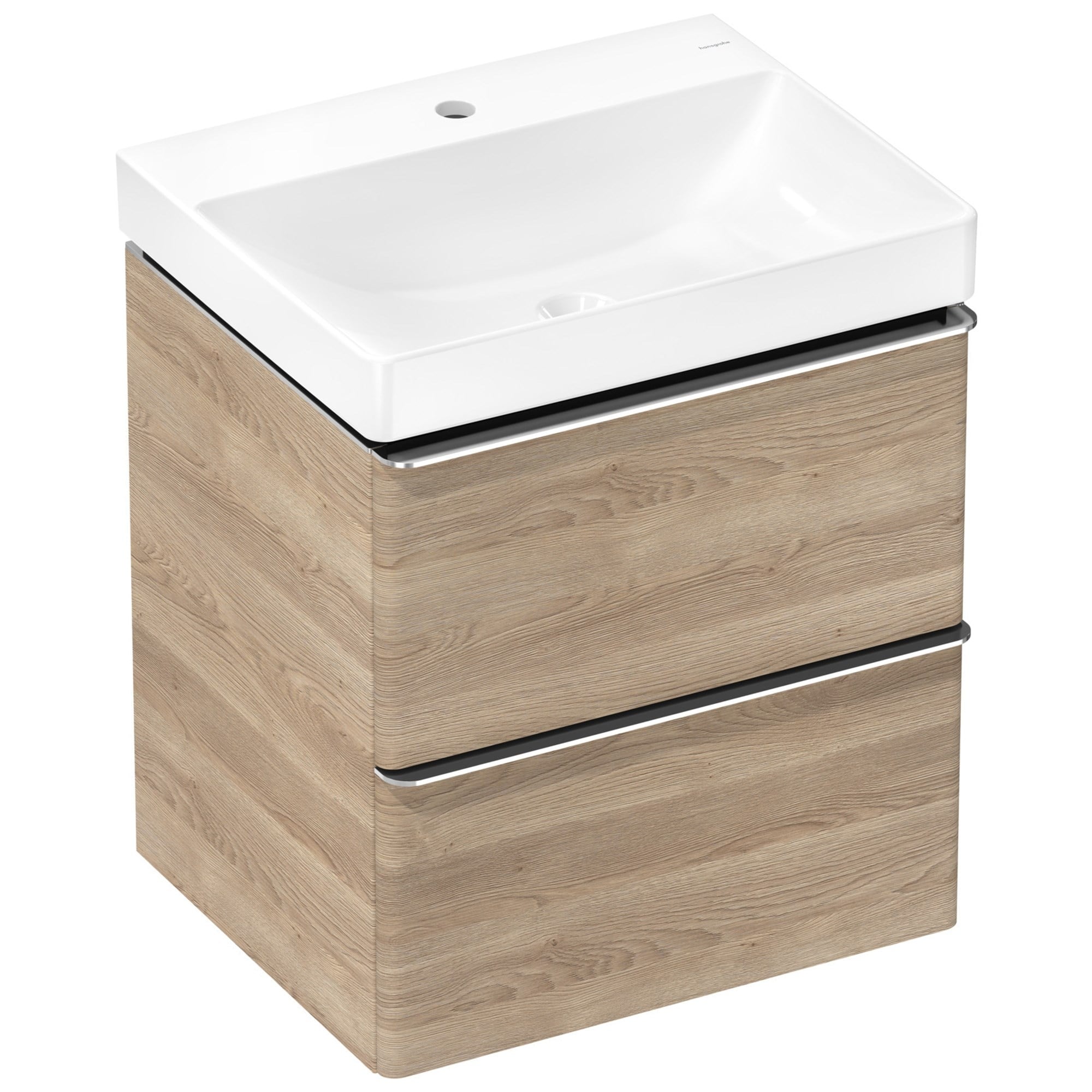 Hansgrohe Xelu Q Lavabolu Banyo Dolabı Seti 58x47,5 cm 2 Çekmeceli Doğal Meşe 54373000