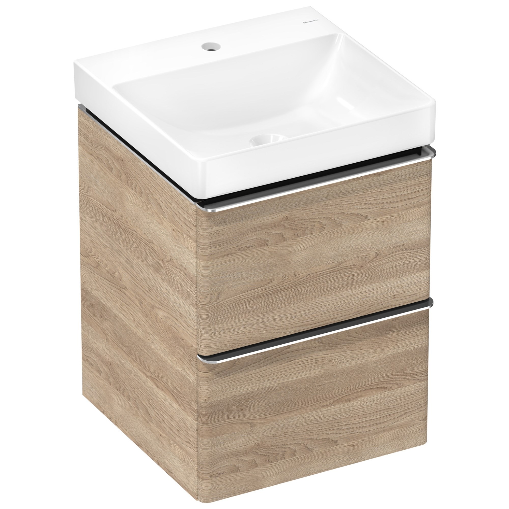 Hansgrohe Xelu Q Lavabolu Banyo Dolabı Seti 48x47,5 cm 2 Çekmeceli Doğal Meşe 54370000