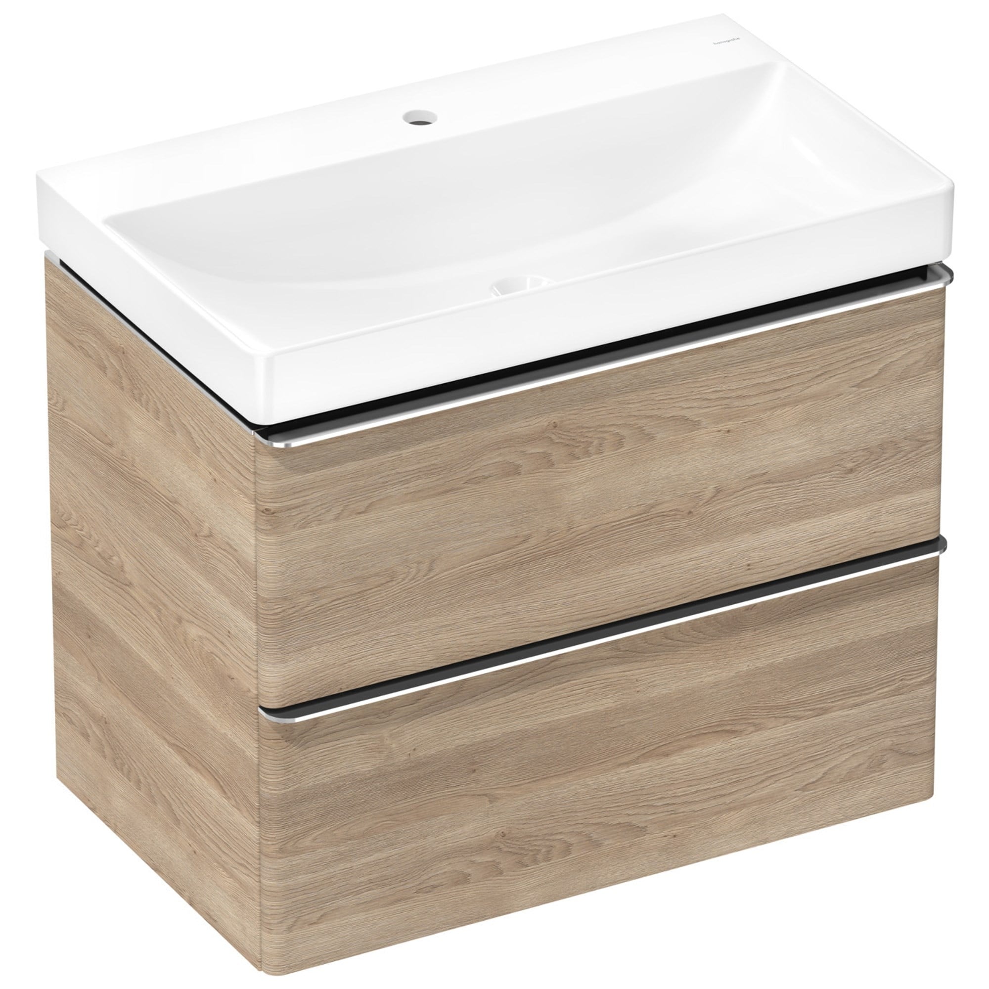 Hansgrohe Xelu Q Lavabolu Banyo Dolabı Seti 78x47,5 cm 2 Çekmeceli Doğal Meşe 54376000