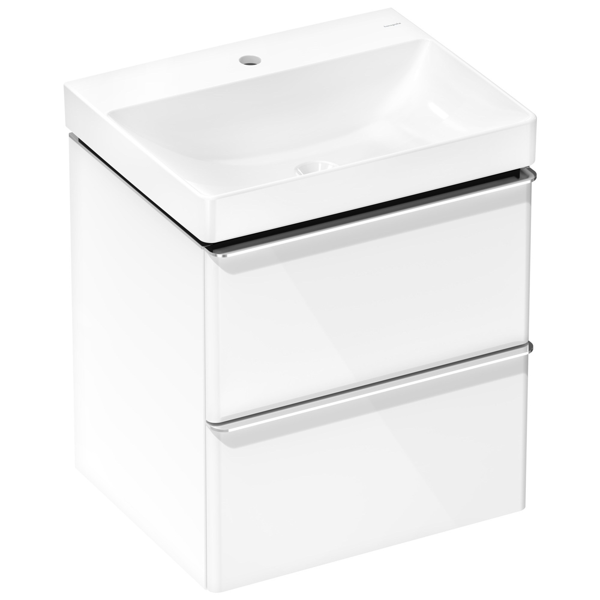 Hansgrohe Xelu Q Lavabolu Banyo Dolabı Seti 58x47,5 cm 2 Çekmeceli Parlak Beyaz 54371000