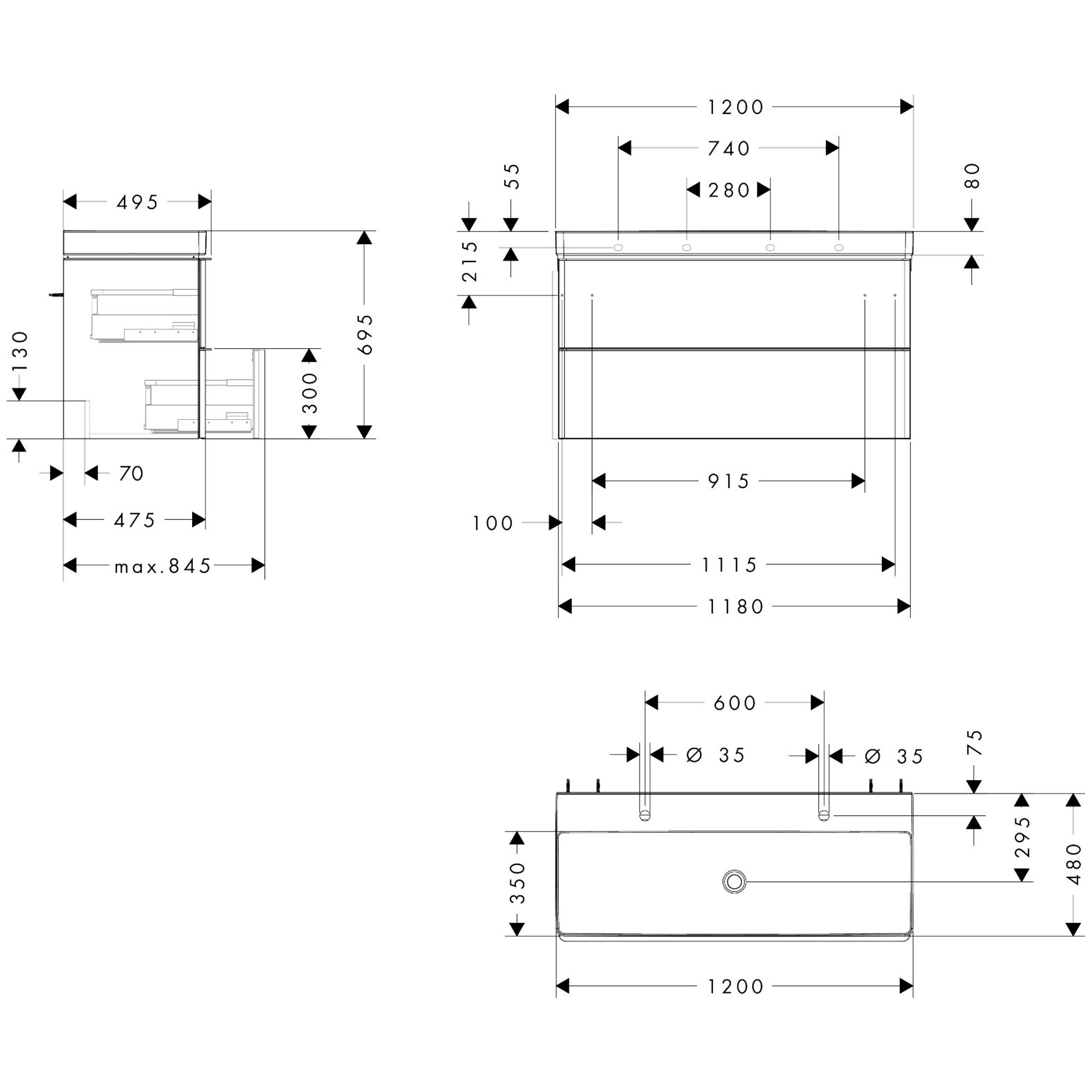 Hansgrohe Xelu Q Vu S.Hgw 1180 2Dr.W.Wb Chr