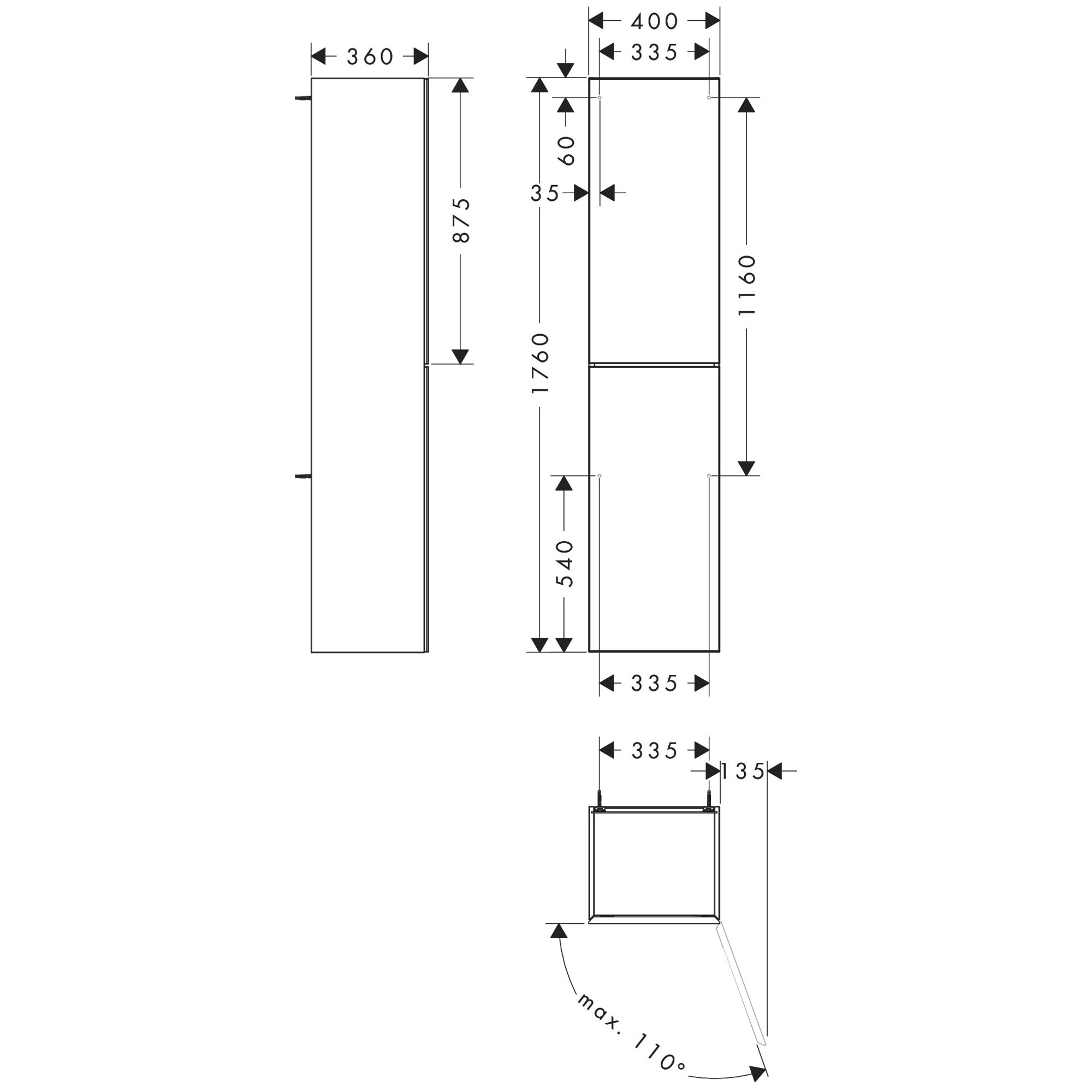 Hansgrohe Xevolos E Banyo Boy Dolabı 40x36 cm Sağ Menteşeli Mat Kum Beji-Koyu Gri Tekstil 54222660
