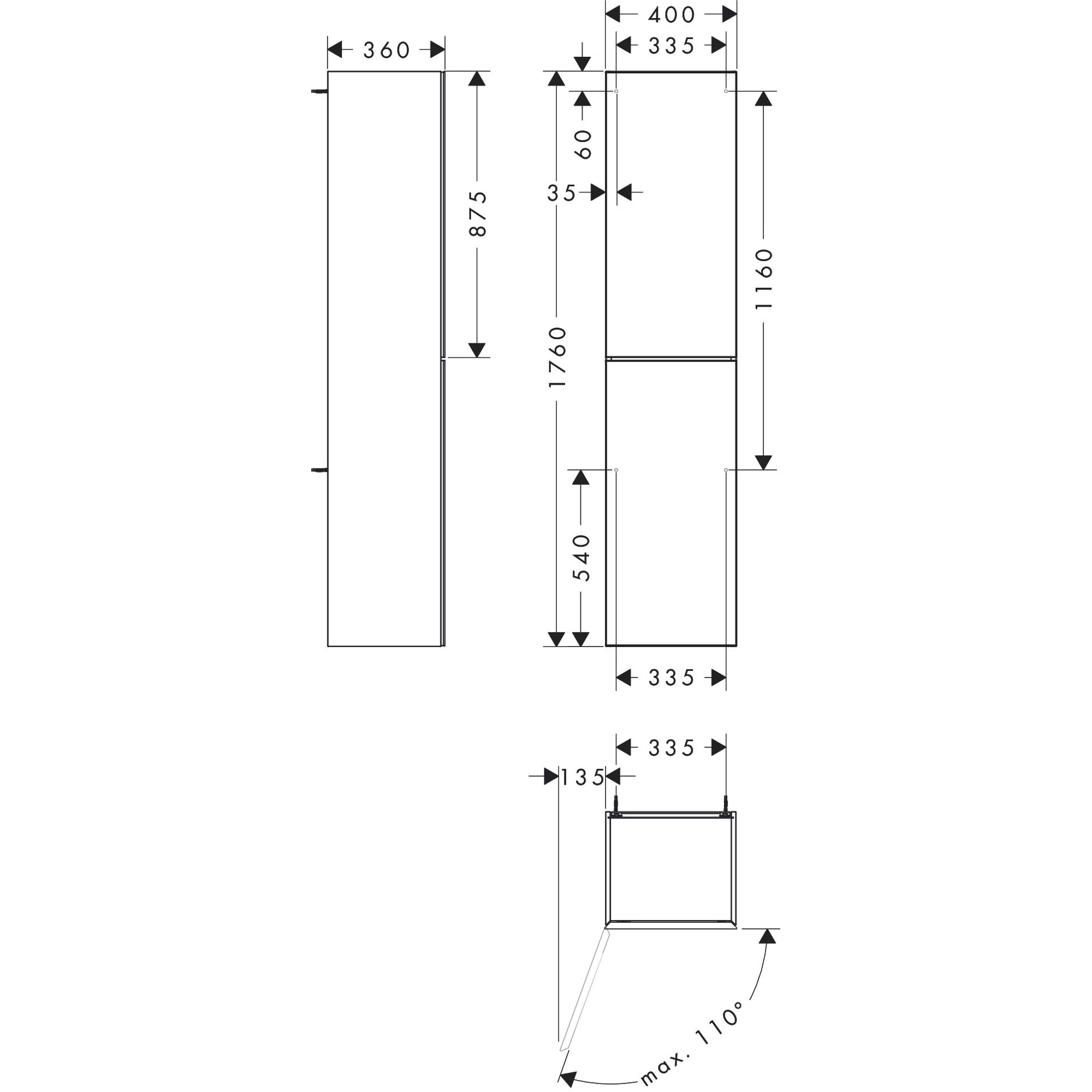 Hansgrohe Xevolos E Banyo Boy Dolabı 40x36 cm Sol Menteşeli Mat Arduvaz Gri-Metalik Arduvaz Gri 54220770