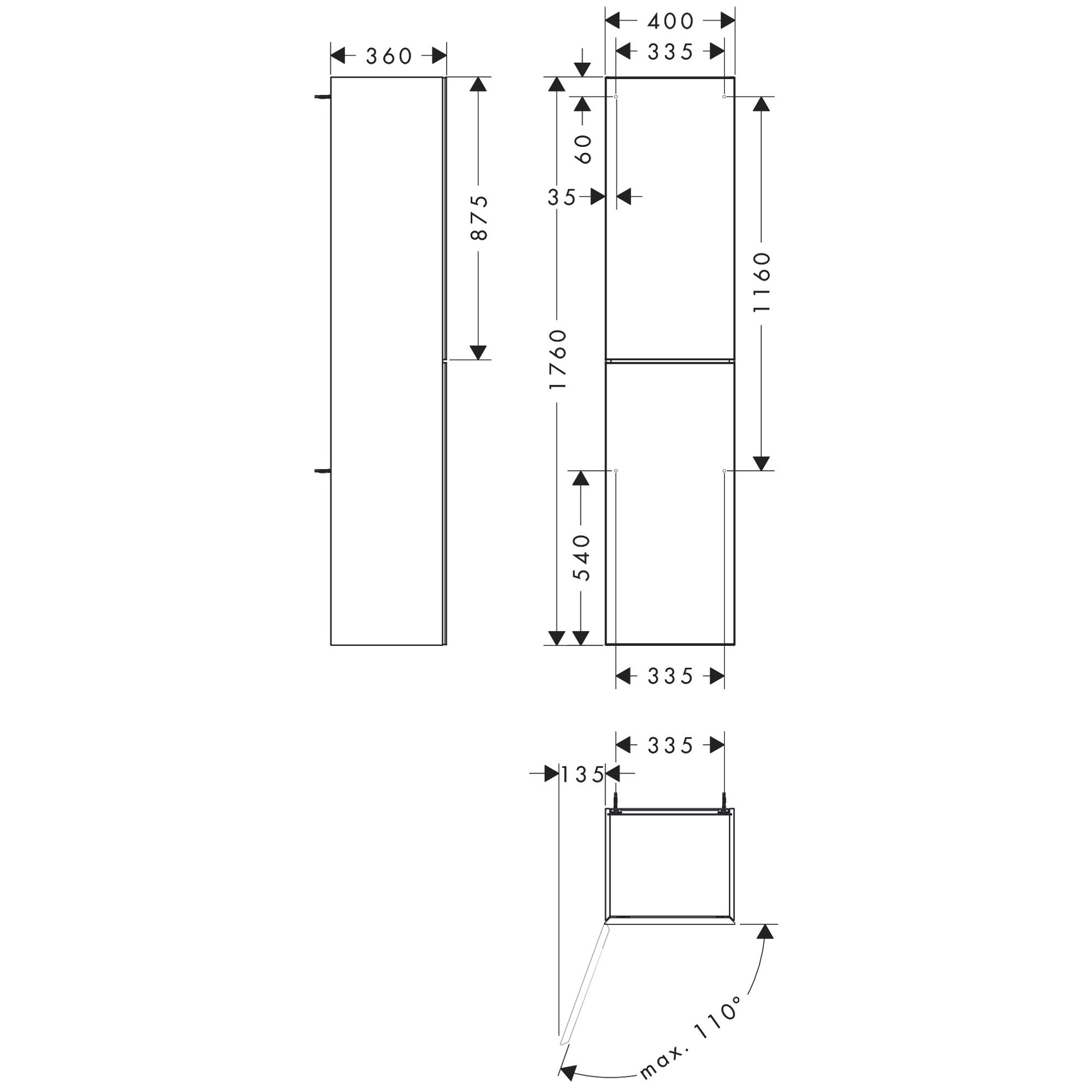 Hansgrohe Xevolos E Banyo Boy Dolabı 40x36 cm Sol Menteşeli Mat Kum Beji-Metalik Kum Beji 54219790