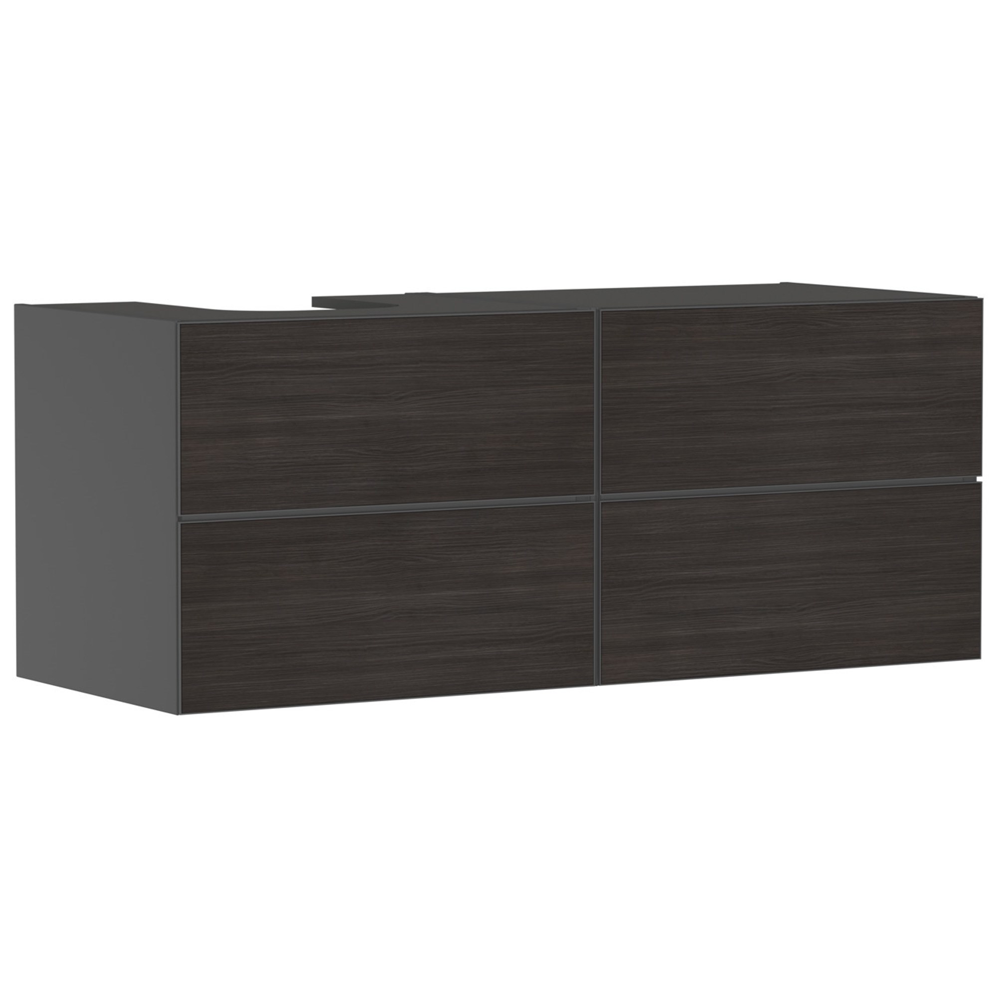 Hansgrohe Xevolos E Lavabo Dolabı 137x55 cm 4 Çekmeceli Konsol İçin Sol Mat Arduvaz Gri-Koyu Meşe 54238730