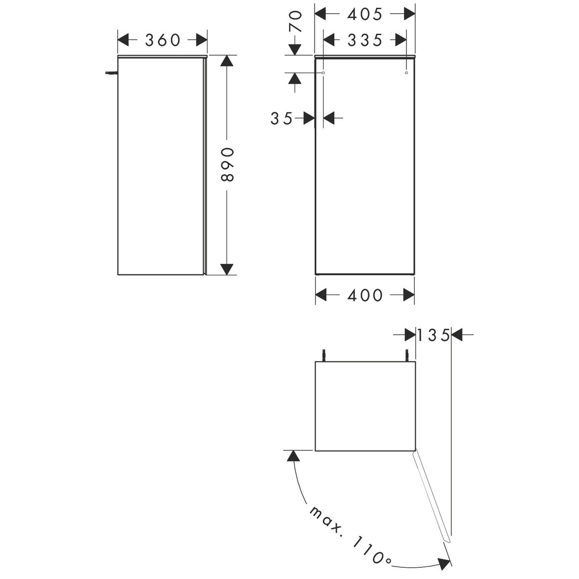 Hansgrohe Xevolos E Orta Boy Banyo Dolabı 40x36 cm Sağ Menteşeli Mat Beyaz-Metalik Beyaz 54215320