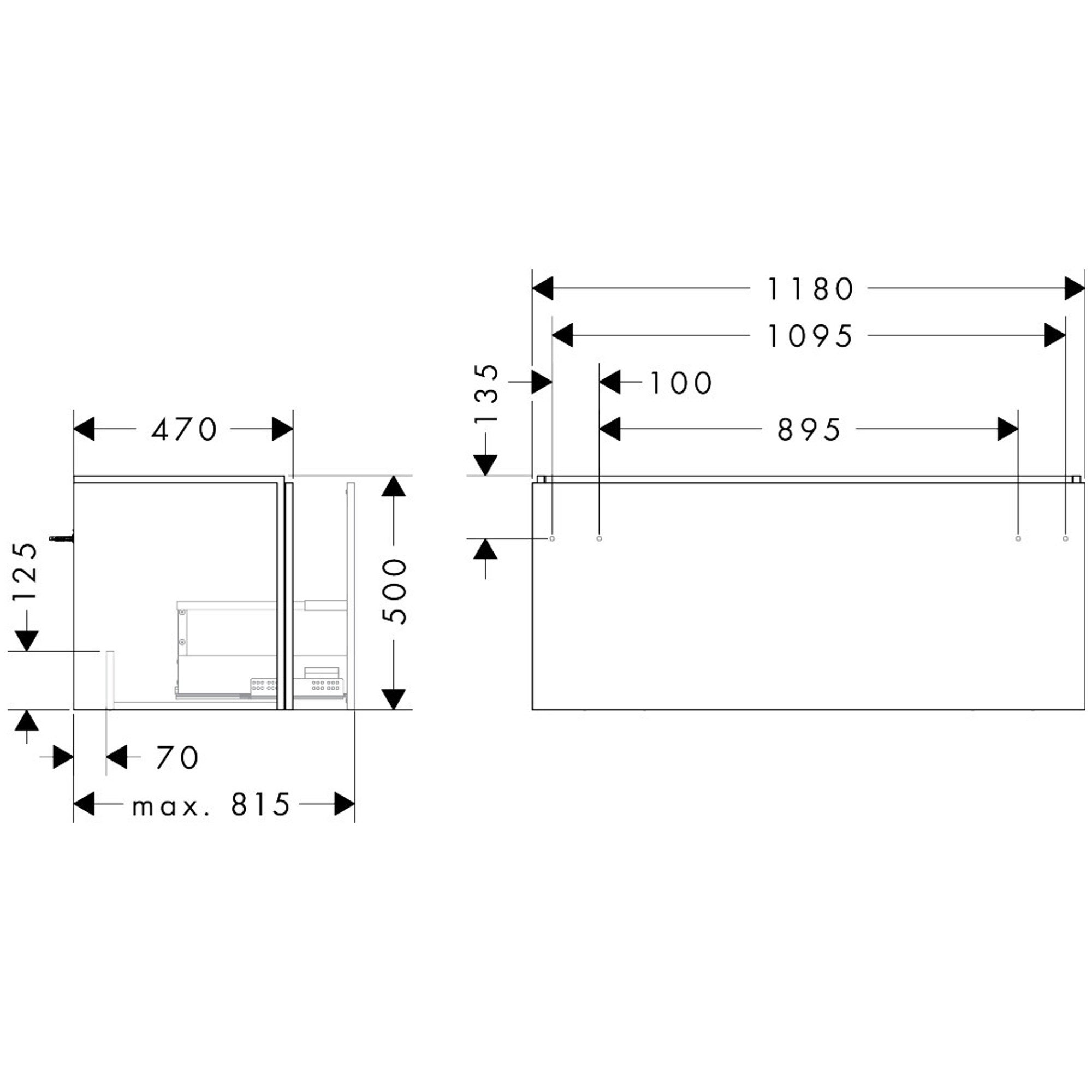 Hansgrohe Xilesa E Lavabo Dolabı 118x47 cm 1 Çekmeceli Mat Kum Beji 54263780