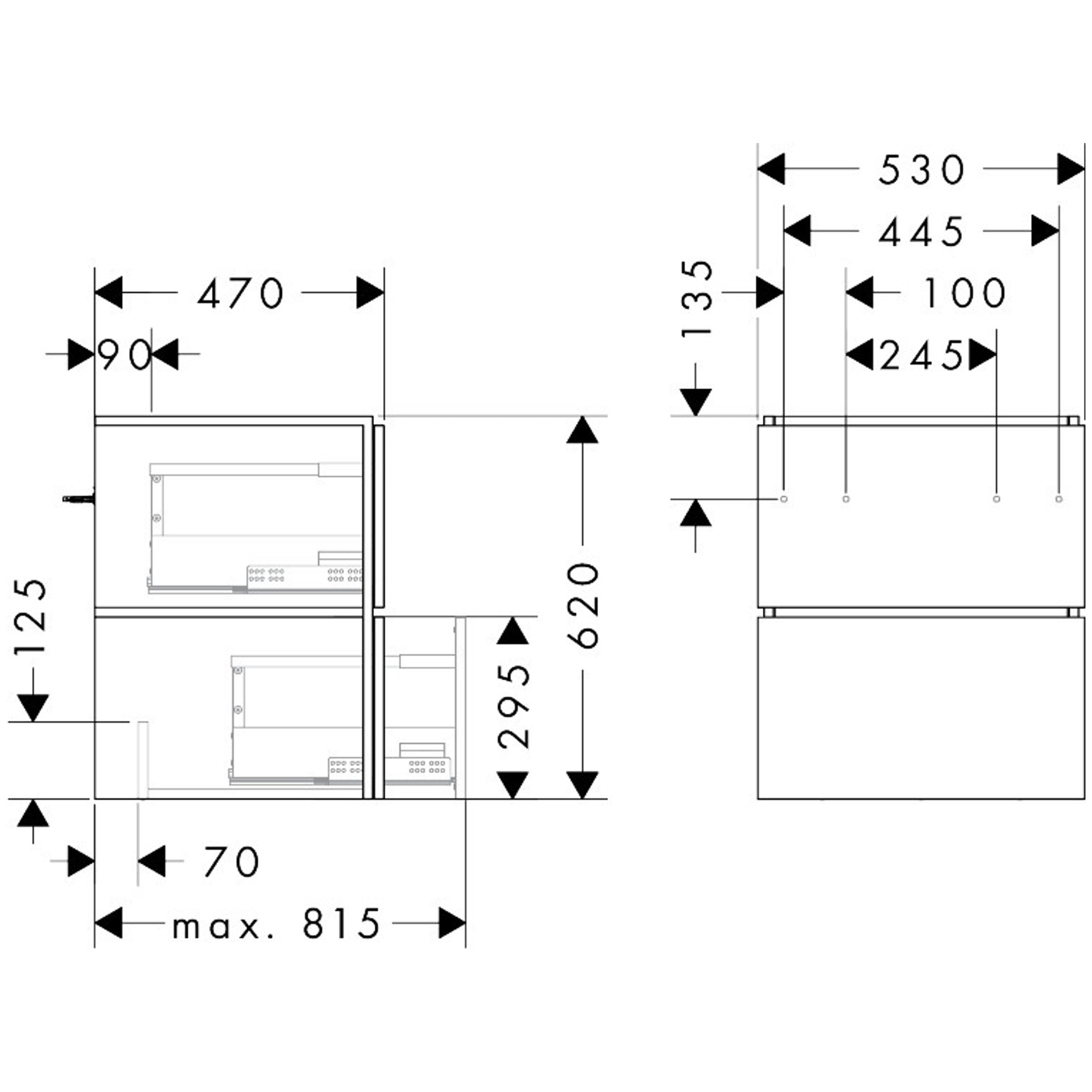 Hansgrohe Xilesa E Lavabo Dolabı 53x47 cm 2 Çekmeceli Mat Kum Beji 54292780