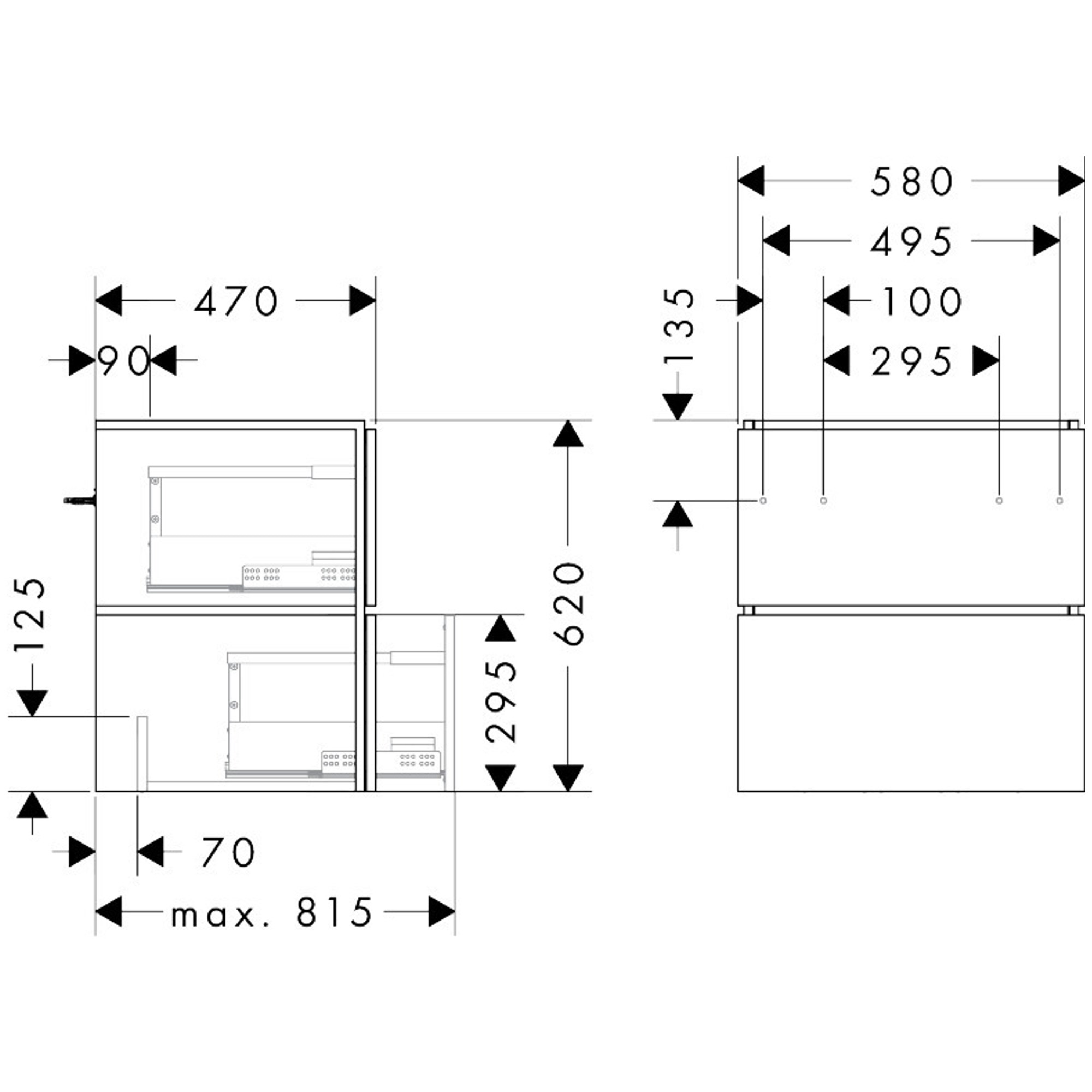 Hansgrohe Xilesa E Lavabo Dolabı 58x47 cm 2 Çekmeceli Kaşmir Meşe 54293550