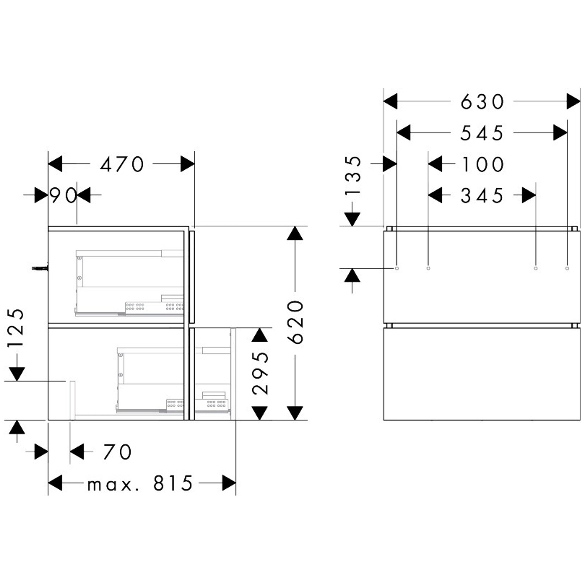 Hansgrohe Xilesa E Lavabo Dolabı 63x47 cm 2 Çekmeceli Kaşmir Meşe 54294550