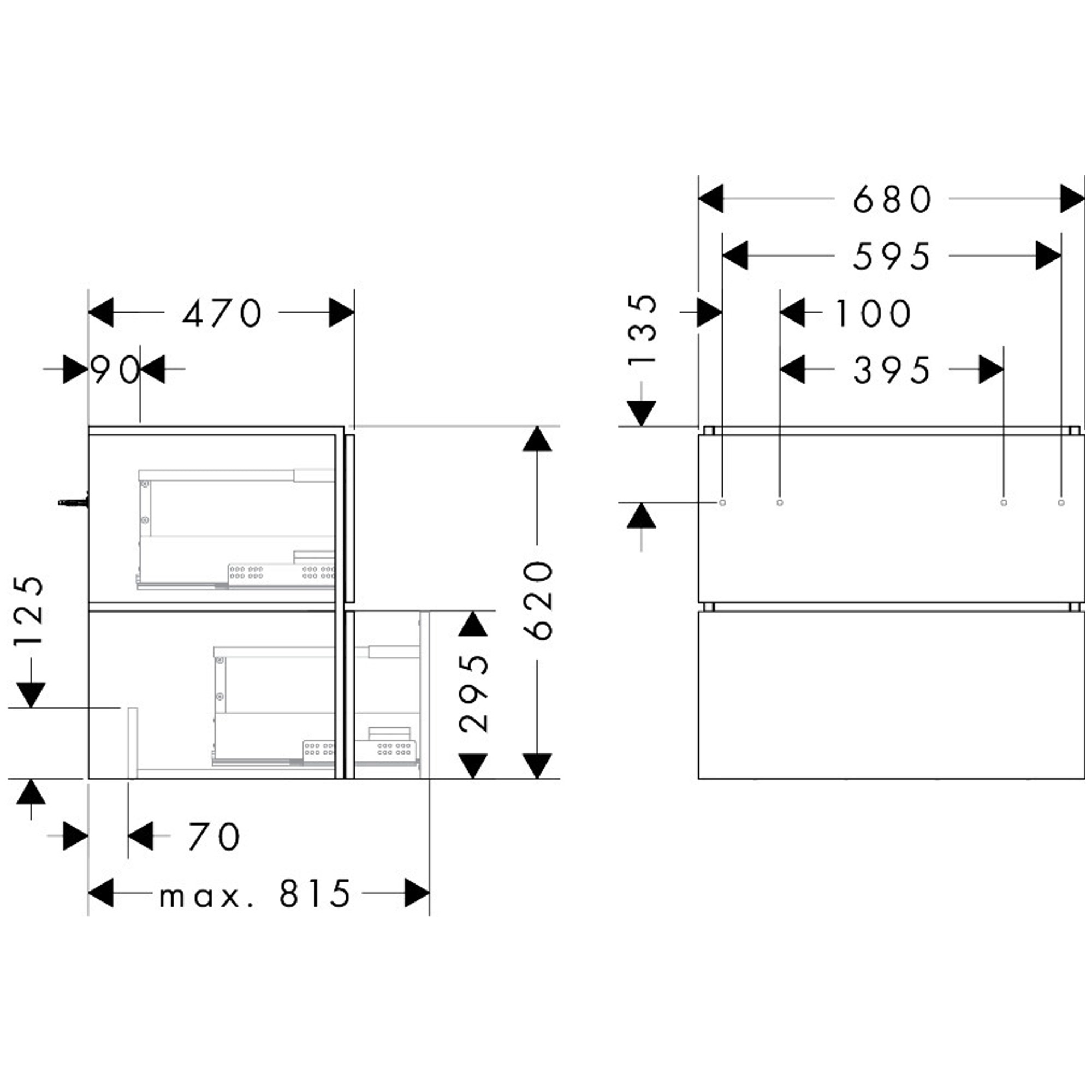 Hansgrohe Xilesa E Lavabo Dolabı 68x47 cm 2 Çekmeceli Mat Kum Beji 54295780