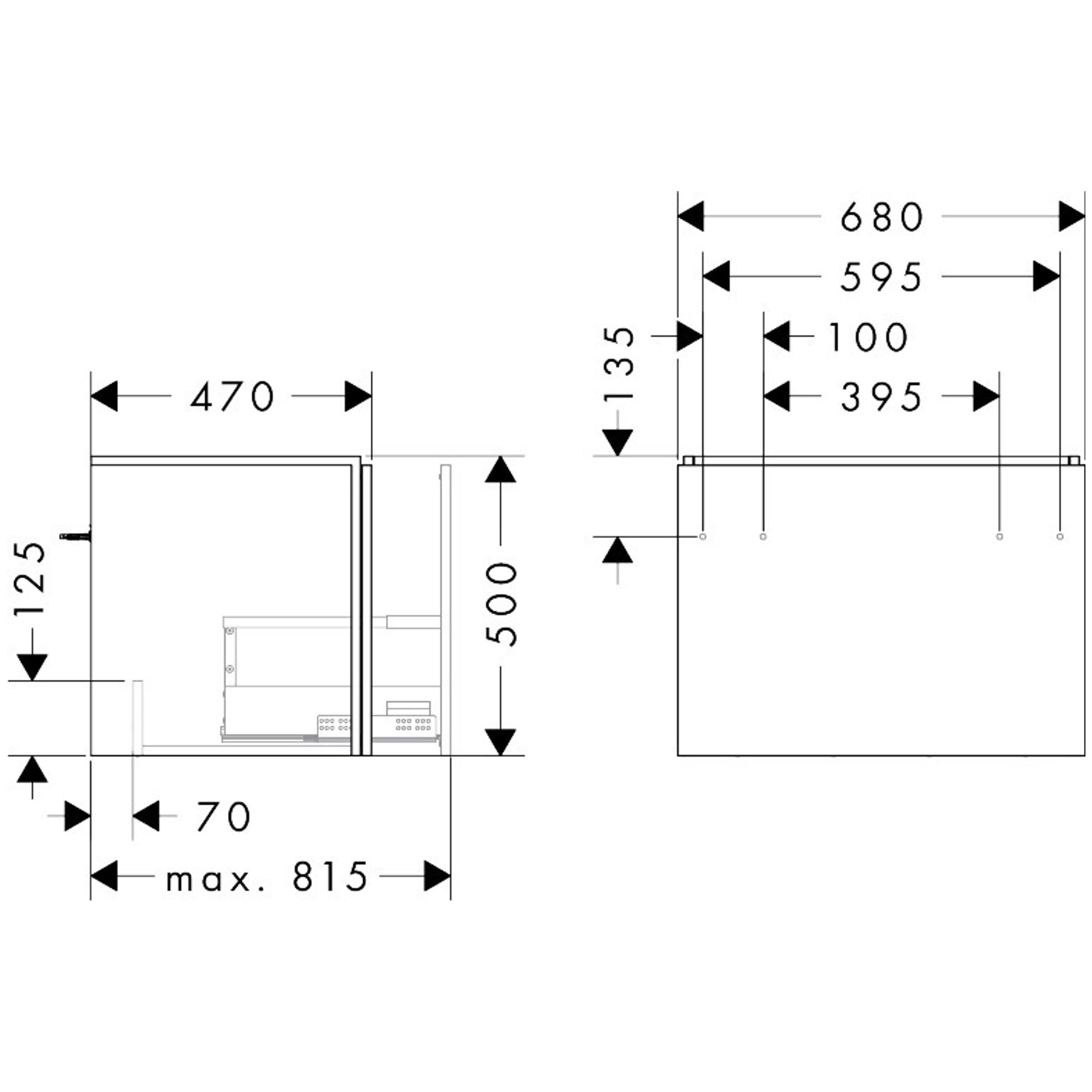 Hansgrohe Xilesa E Lavabo Dolabı 68x47 cm 1 Çekmeceli Mat Beyaz 54257700