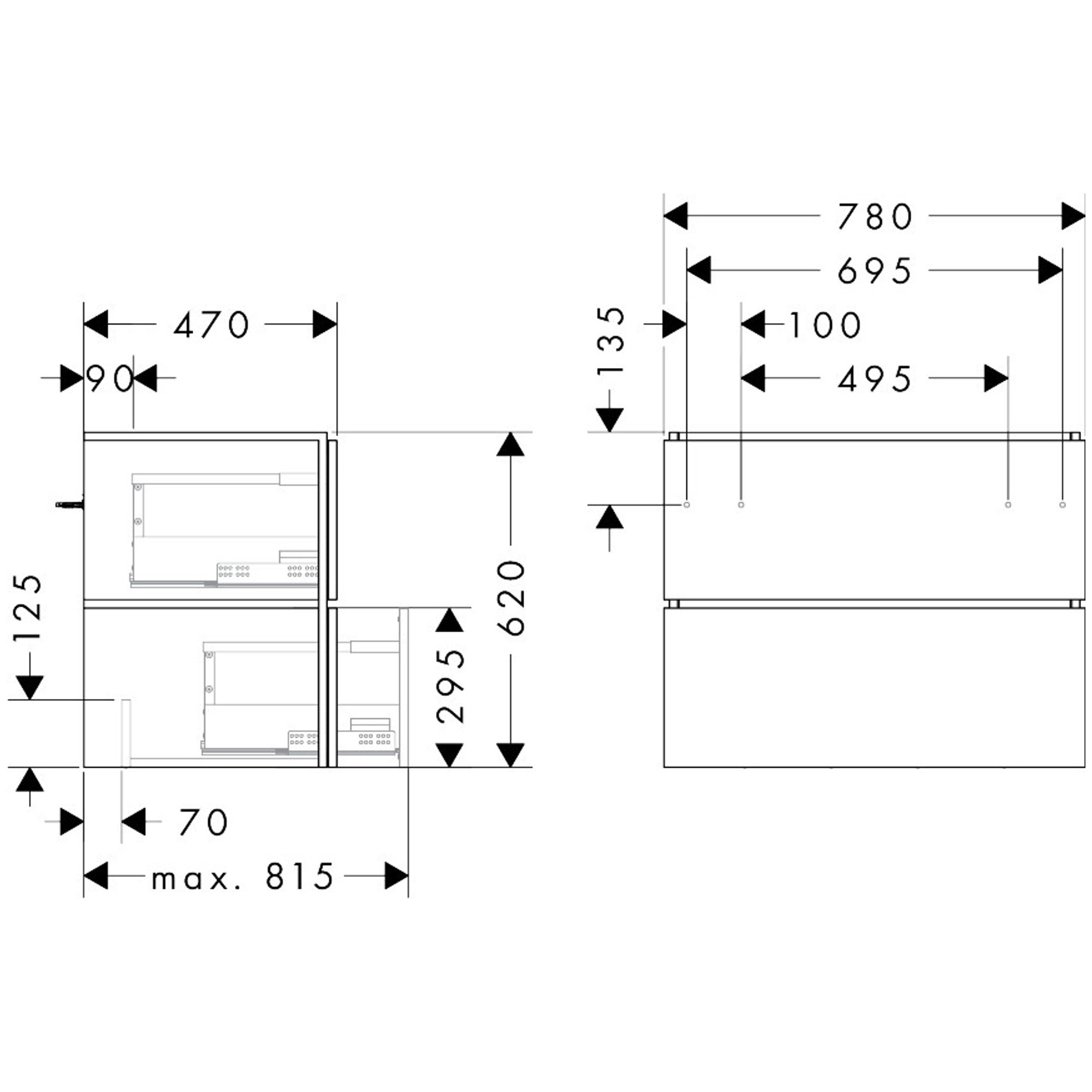 Hansgrohe Xilesa E Lavabo Dolabı 78x47 cm 2 Çekmeceli Kaşmir Meşe 54260550