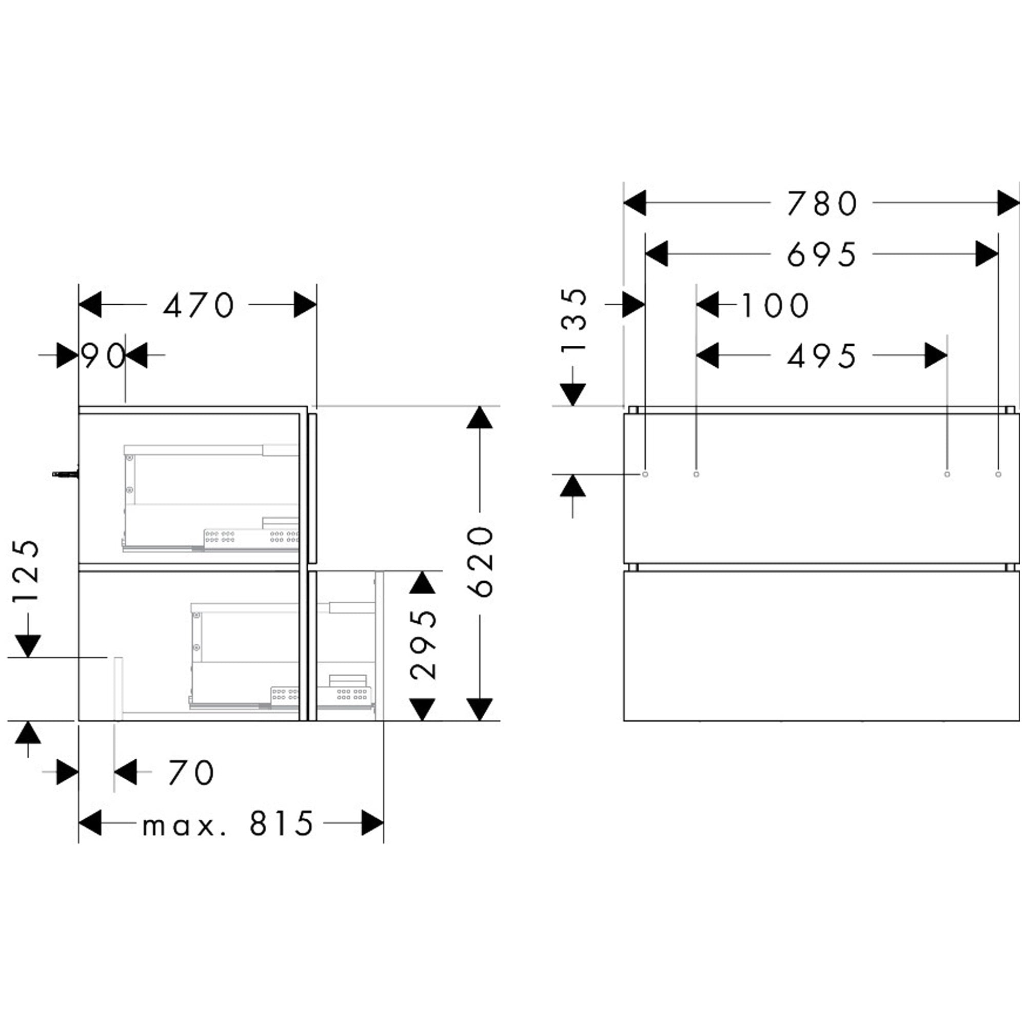 Hansgrohe Xilesa E Lavabo Dolabı 78x47 cm 2 Çekmeceli Mat Arduvaz Gri 54260760