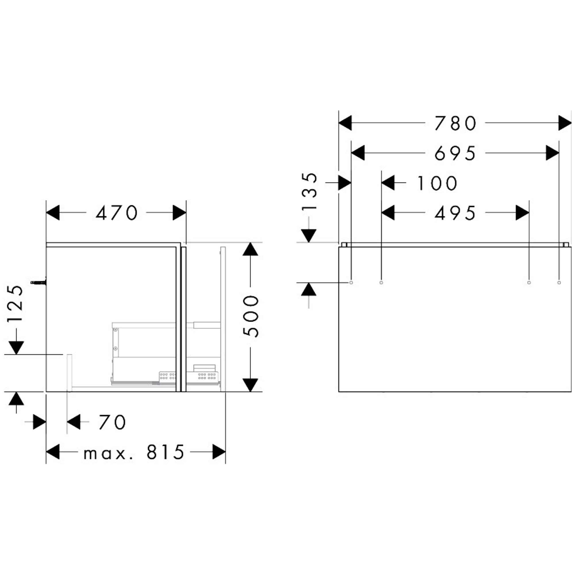 Hansgrohe Xilesa E Lavabo Dolabı 78x47 cm 1 Çekmeceli Mat Beyaz 54259700