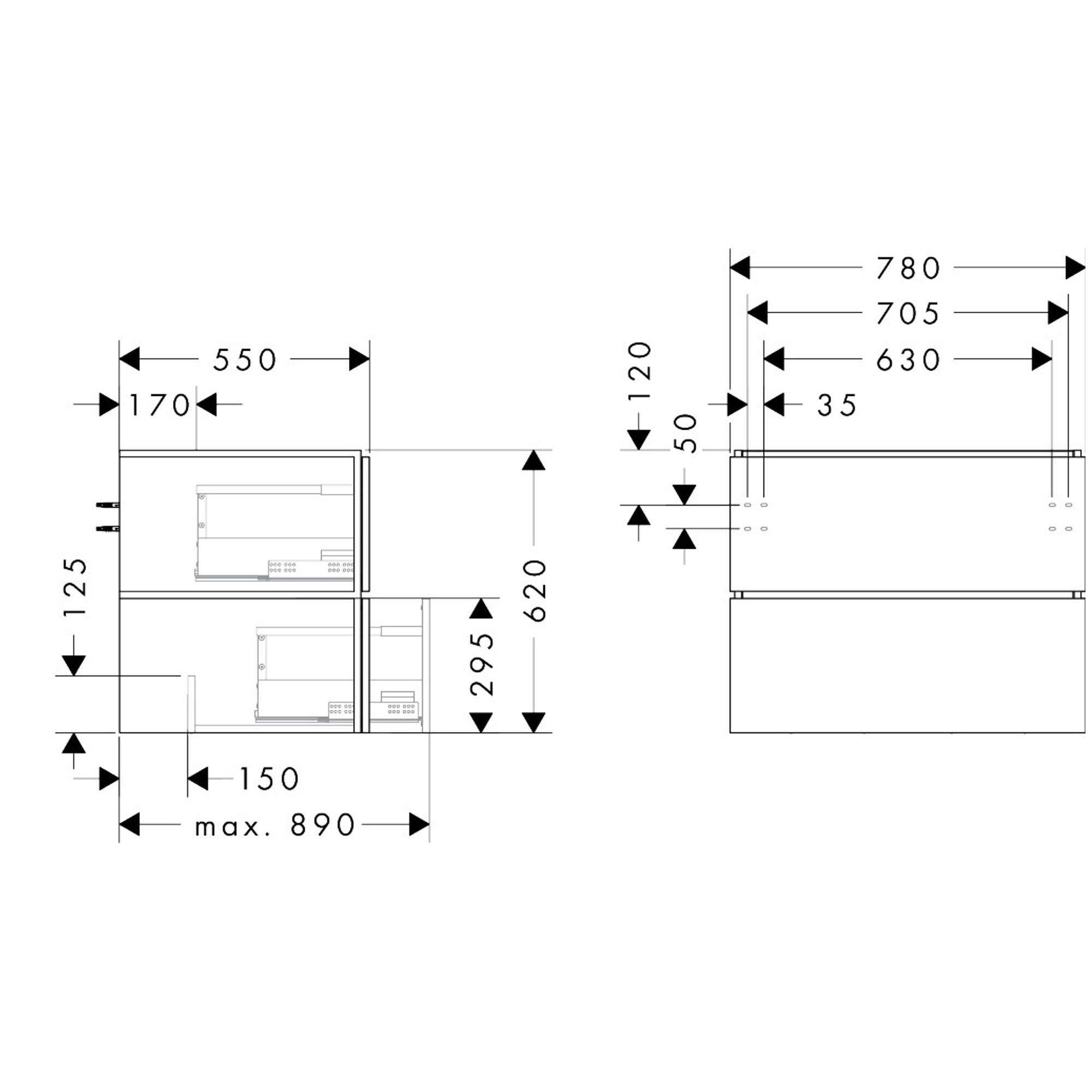 Hansgrohe Xilesa E Lavabo Dolabı 78x55 cm 2 Çekmeceli Konsol İçin Mat Beyaz 54299700