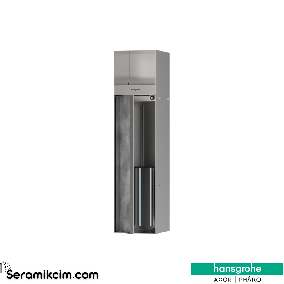 Hansgrohe XtraStoris Rock Mat Paslanmaz Çelik Ankastre Tuvalet Fırçalığı ve Kağıtlığı 56062800