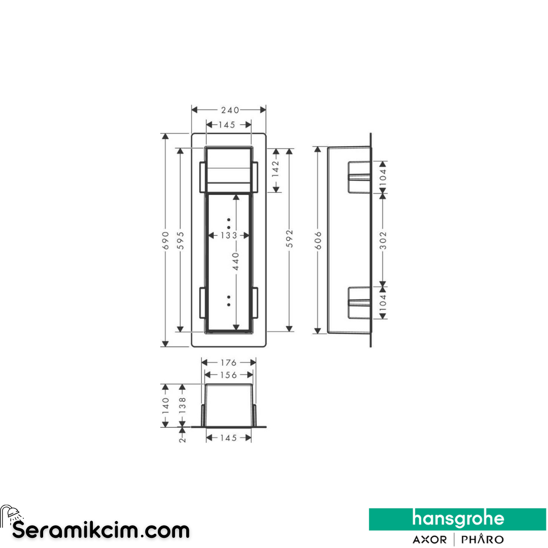 Hansgrohe XtraStoris Rock Satin Siyah Ankastre Tuvalet Fırçalığı ve Kağıtlığı 56062670