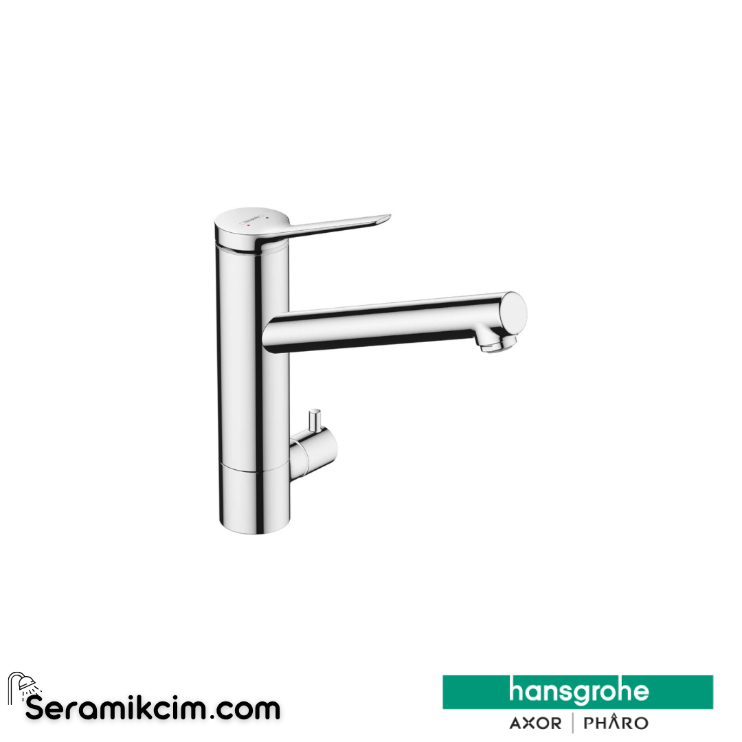 Hansgrohe Zesis M33 Tek Kollu Eviye Bataryası 200, Açma-Kapama Valfi, 1Jet Krom 74808000