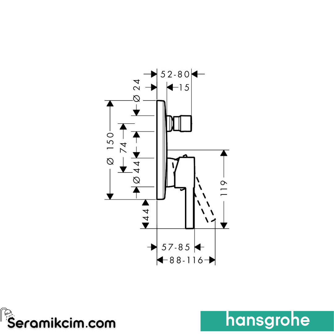 Hansgrohe Zesis S Ankastre Banyo Bataryası Krom 74415000