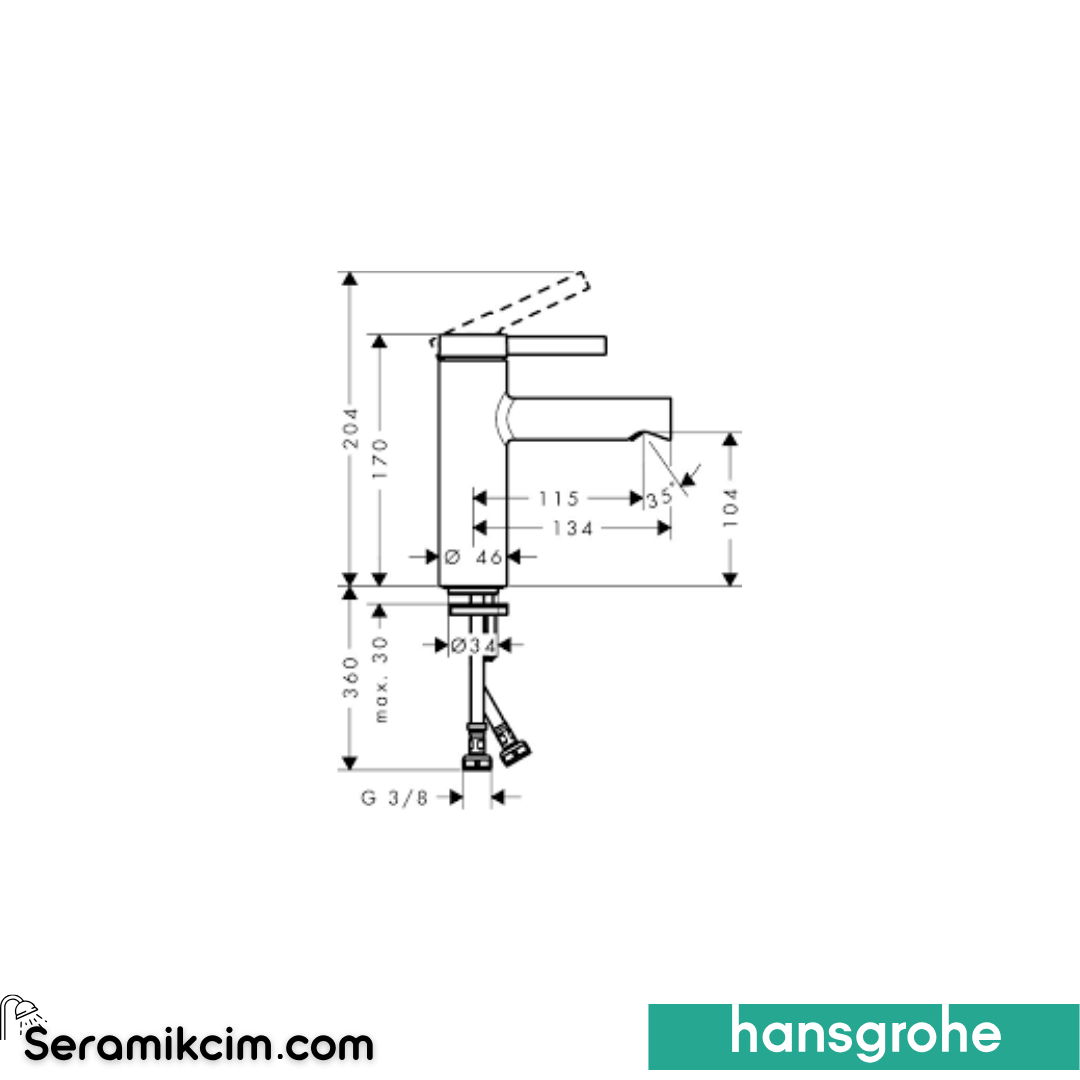 Hansgrohe Zesis S Lavabo Bataryası Sifon Kumandalı Coolstart 74724000