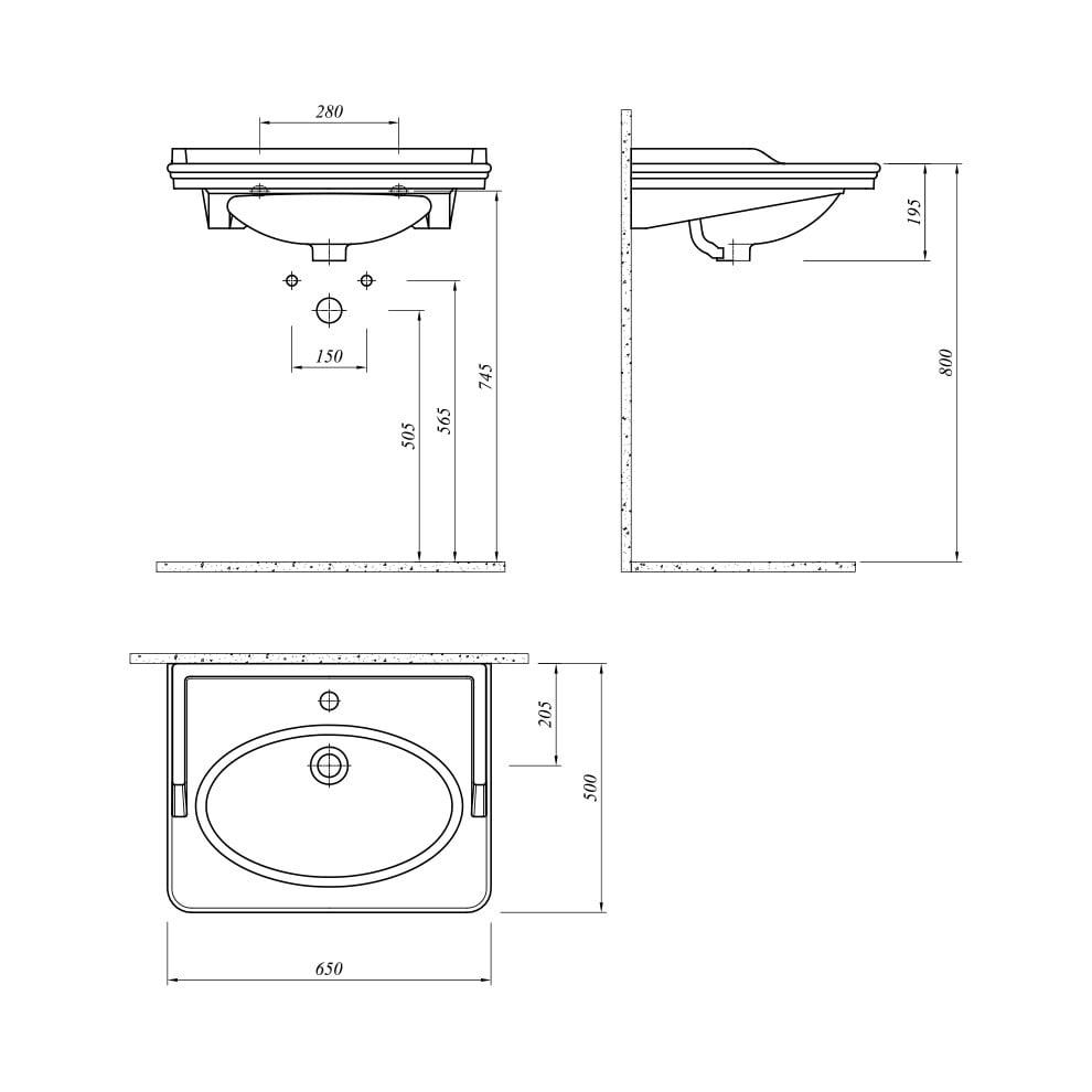Kale Banyo Artdeco 65X50 Etajerli Lavabo - 310200200218