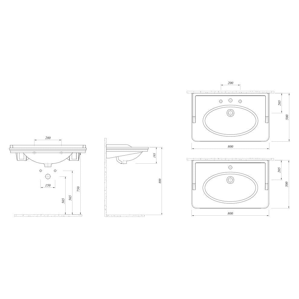 Kale Banyo Artdeco 80X50 Etajerli Lavabo - 310200200220