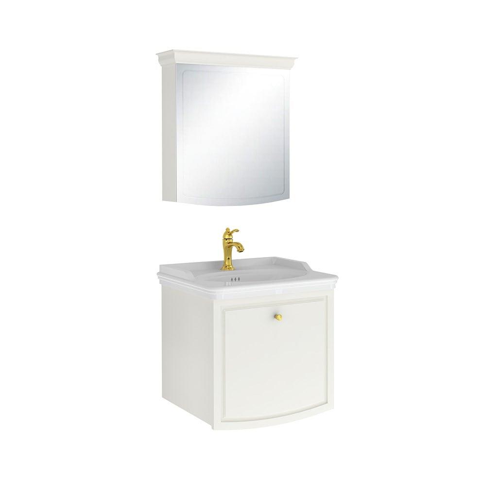 Kale Banyo Arte+ 65 Cm Set (Lavabo+Lavabo Dolabı+Ayna Dolabı) Parlak Beyaz (Altın) - 610100200862