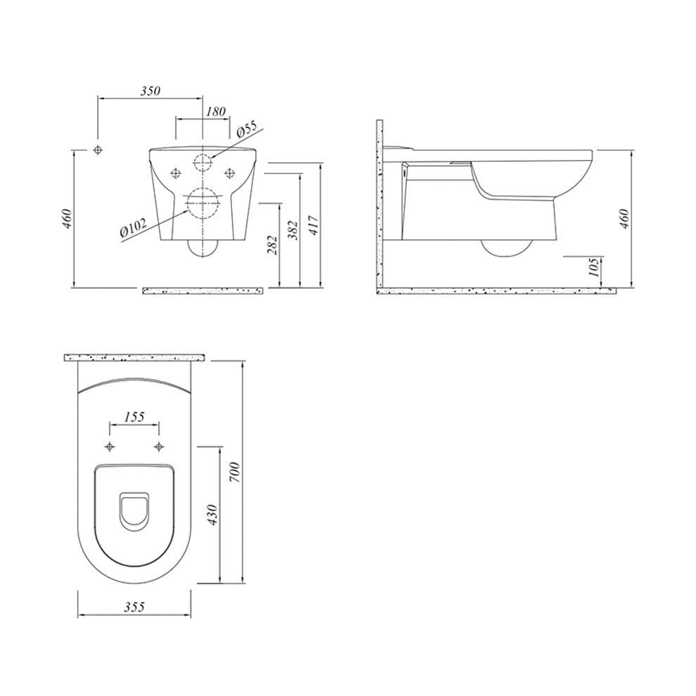 Kale Banyo Asistans 2.0 Asma Klozet Taharet Delikli - 310200100299