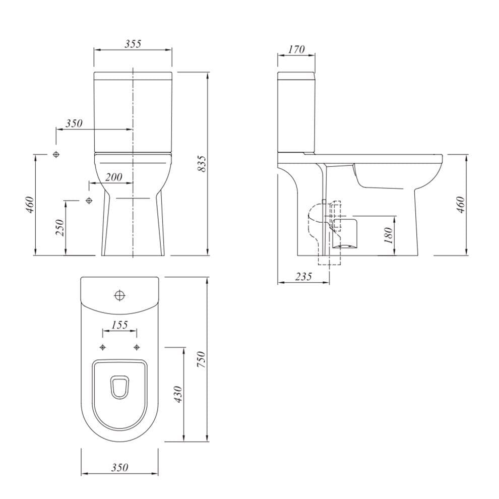 Kale Banyo Asistans 2.0 Unıversal Klozet Taharet Delikli+Alttan Girişli Rezervuar - 610100100328