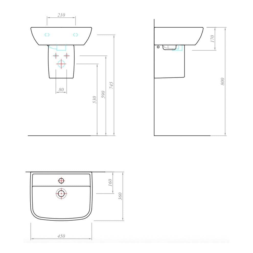 Kale Banyo Babel 45X36 Dikdörtgen Lavabo - 310200200052