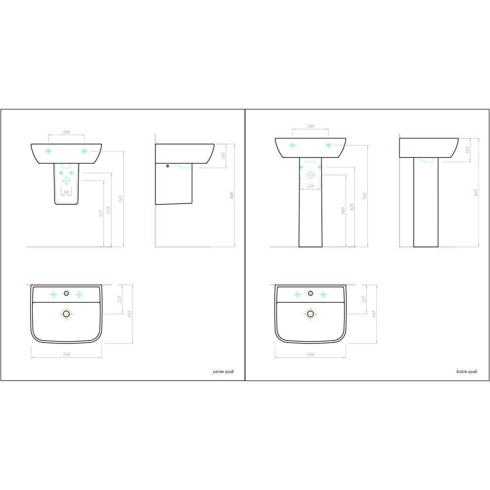 Kale Banyo Babel 55X45,5 Dikdörtgen Lavabo - 310200200046