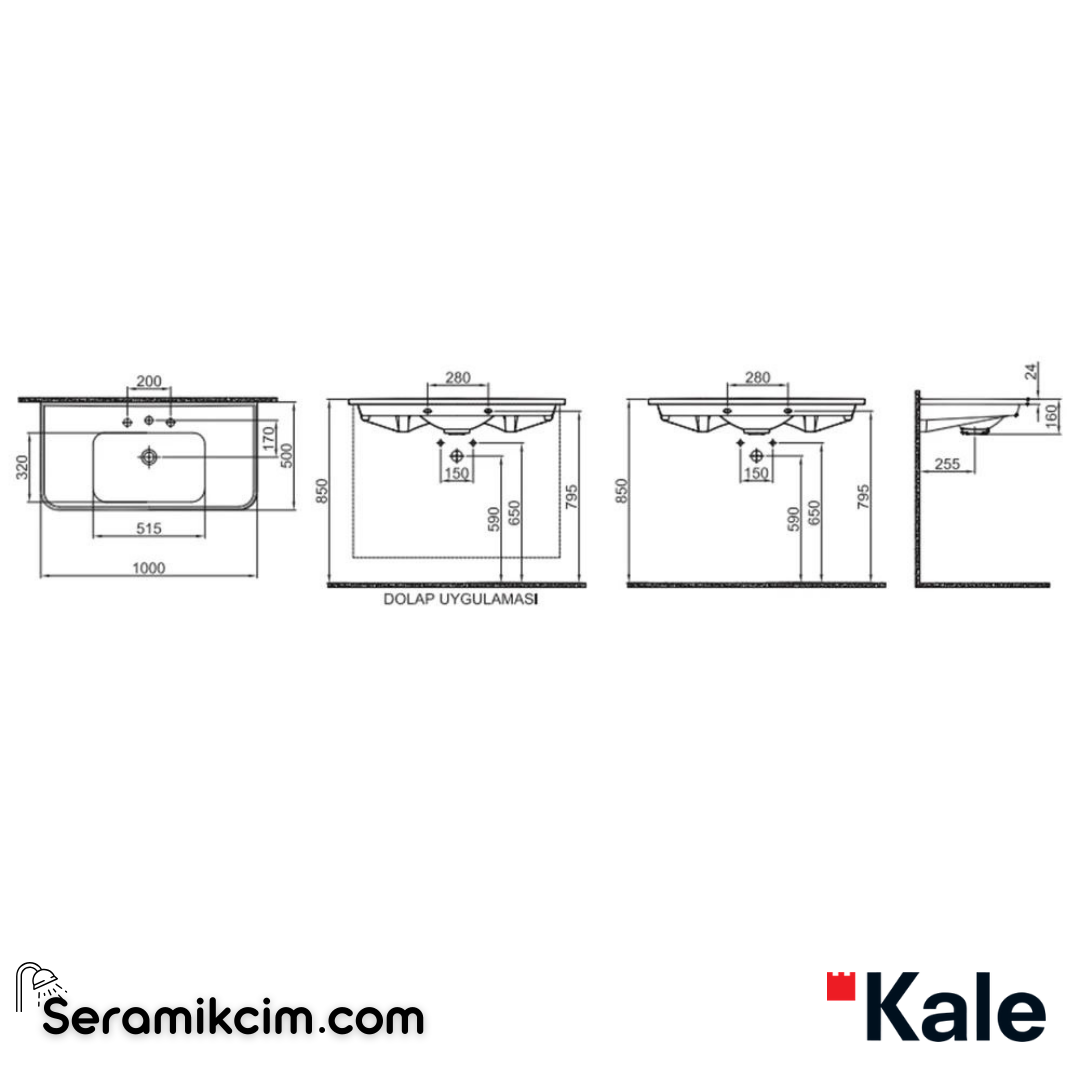 Kale Banyo Fold Pro 100X50 Etajerli Lavabo - 310200200655