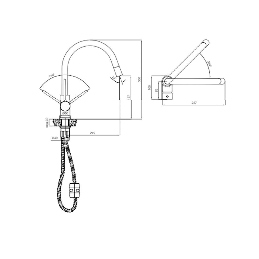 Kale Banyo Gastro U Pull Down Mutfak Bataryası - 1F - 410200504960
