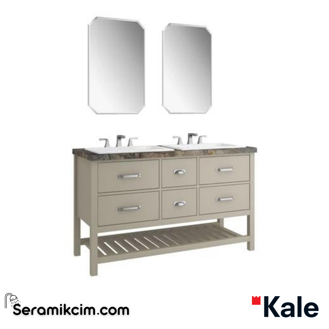 Kale Banyo Grandhome 140Cm Ayna Dahil Set Mat Adaçayı Yeşili/Asteroid Tezgah - Mat Krom Kulp - 610100201467