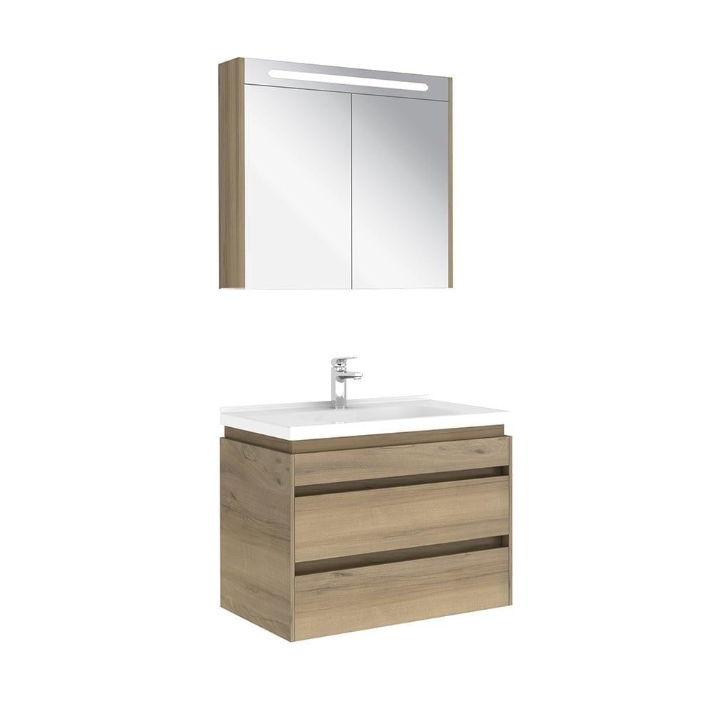 Kale Banyo İdea 2.0 (Durabad) 80Cm Set Pasifik A (Lavabo+Çift Çekmeceli Lavabo Dolabı+Aydınlatmalı Ayna Dolabı) - 610100200516