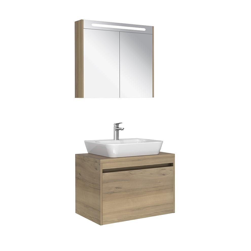 Kale Banyo İdea 2.0 (Durabad) 80Cm Set Pasifik A (Lavabo+Tek Çekmeceli+Çanak Lavabo+Aydınlatmalı Ayna Dolabı) - 610100200594