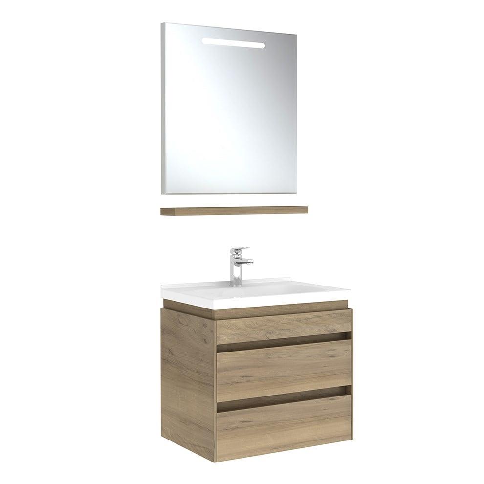 Kale Banyo İdea 2.0 (Durabad) 65Cm Set Pasifik A (Lavabo+Çift Çekmeceli Lavabo Dolabı+Aydınlatmalı Ayna+Etajer) - 610100200524