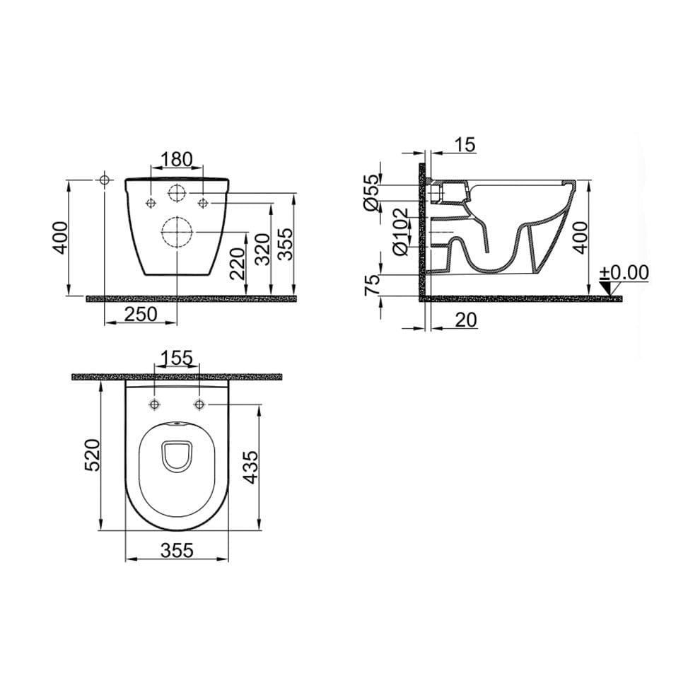 Kale Banyo İdea 2.0 Smart Asma Klozet Taharet Delikli - 310200100281