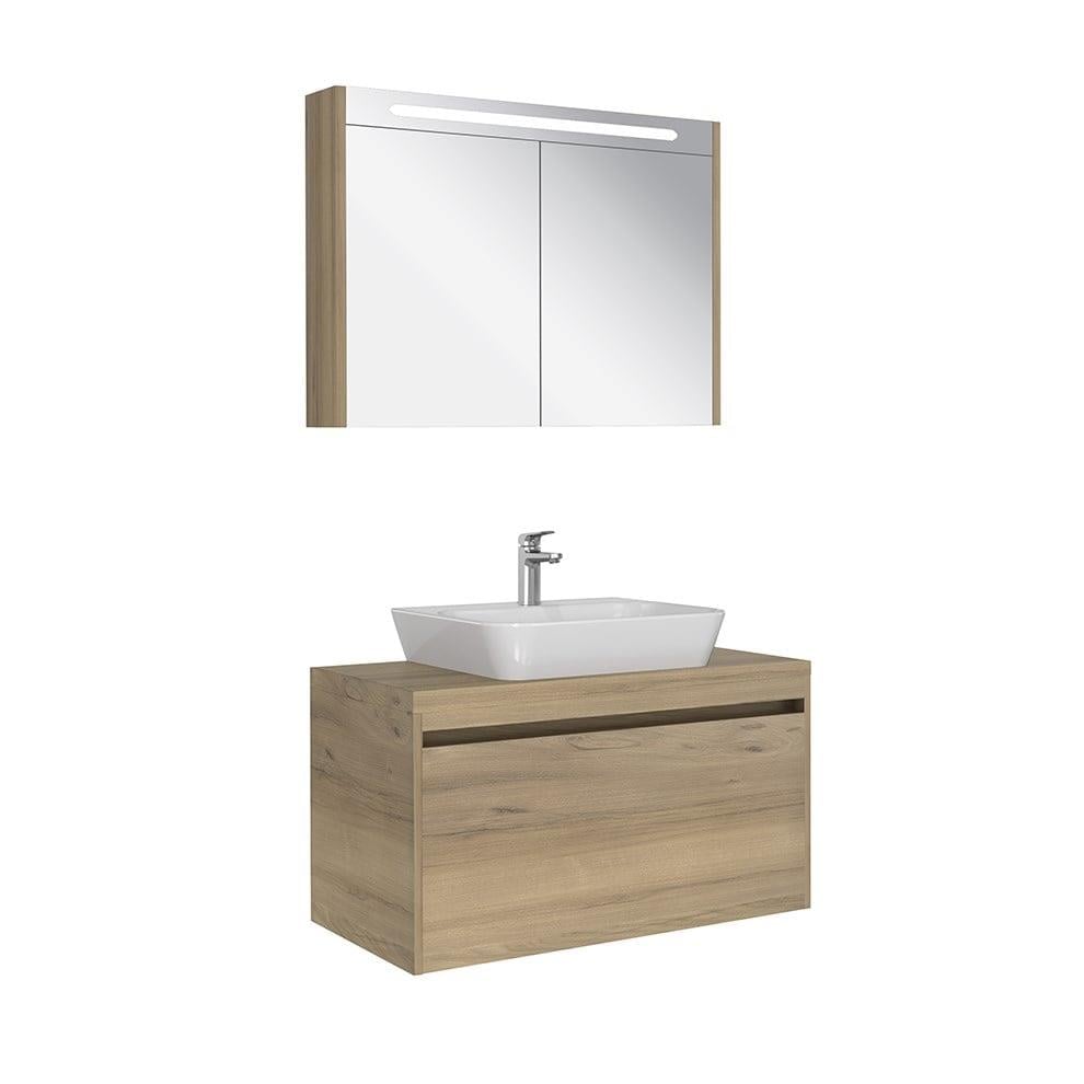 Kale Banyo İdea 2.0 (Durabad) 100Cm Set Pasifik A (Çanak Lavabo+Tek Çekmeceli Lavabo Dolabı+Aydınlatmalı Ayna Dolabı) - 610100200598