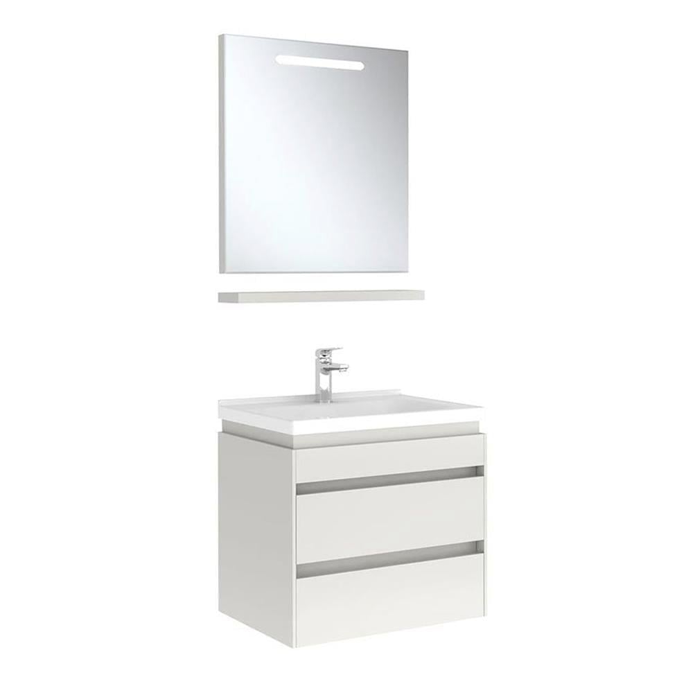 Kale Banyo İdea 2.0 (Durabad) 65Cm Set Parlak Beyaz (Lavabo+Çift Çekmeceli Lavabo Dolabı+Aydınlatmalı Ayna+Etajer) - 610100200522