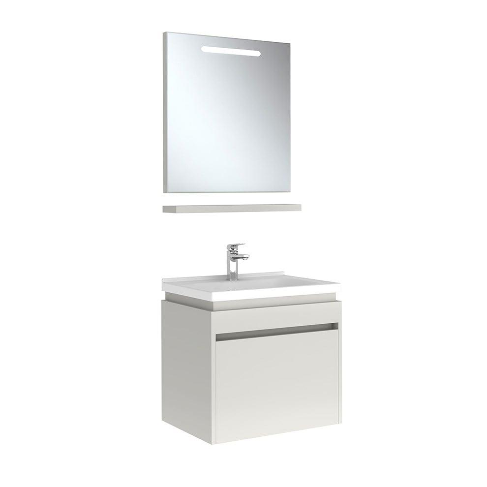 Kale Banyo İdea 2.0 (Durabad) 65Cm Set Parlak Beyaz (Lavabo+Tek Çekmeceli Lavabo Dolabı+Aydınlatmalı Ayna+Etajer) - 610100200498