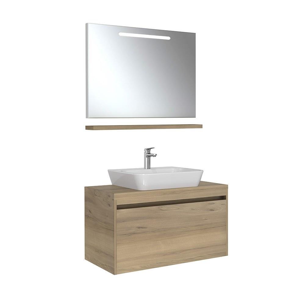 Kale Banyo İdea 2.0 (Durabad) 100Cm Set Pasifik A (Çanak Lavabo+Tek Çekmeceli Lavabo Dolabı+Aydınlatmalı Ayna+Etajer) - 610100200610