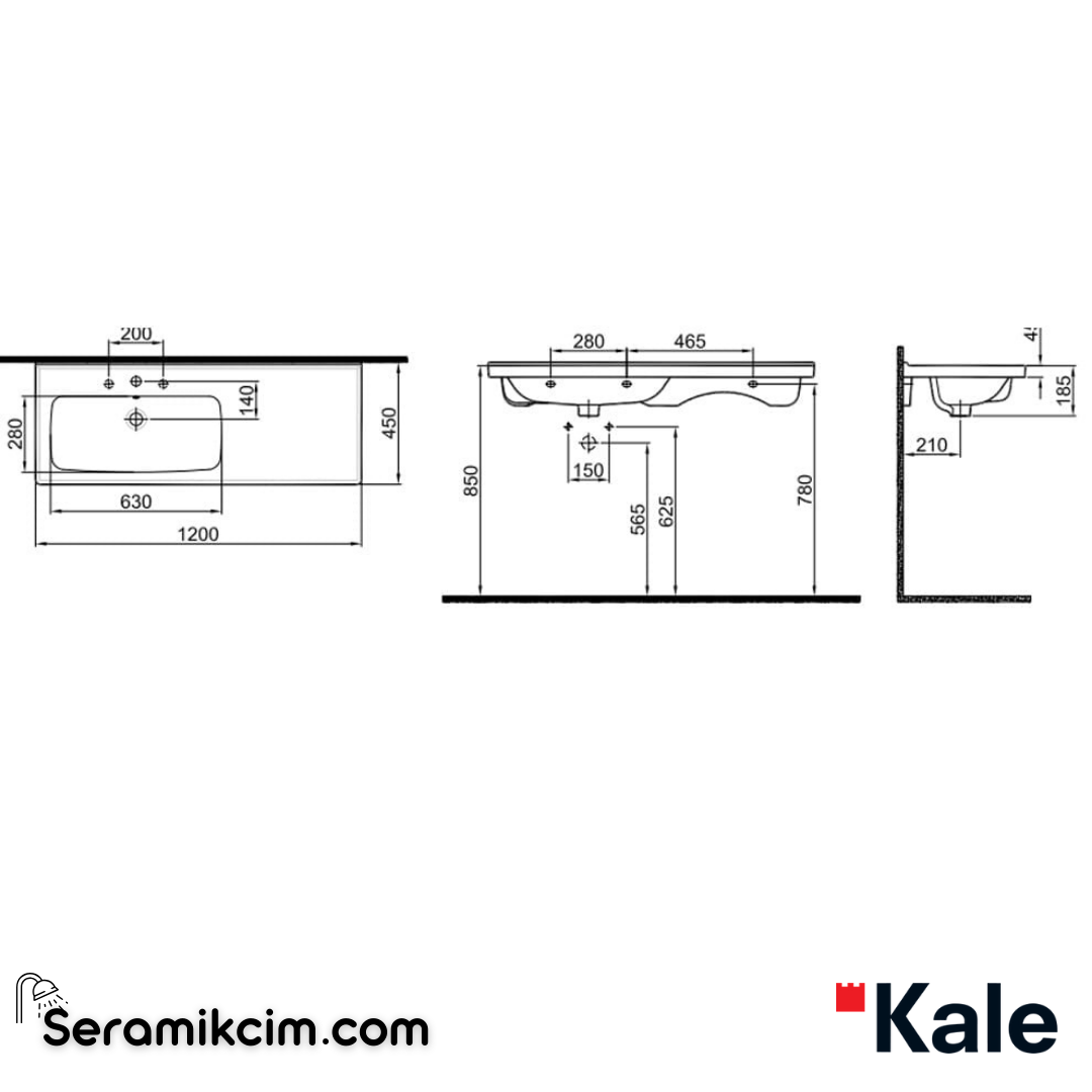 Kale Banyo İdea 2.0 120X45 Sağ Etajerli Lavabo - 310200200448