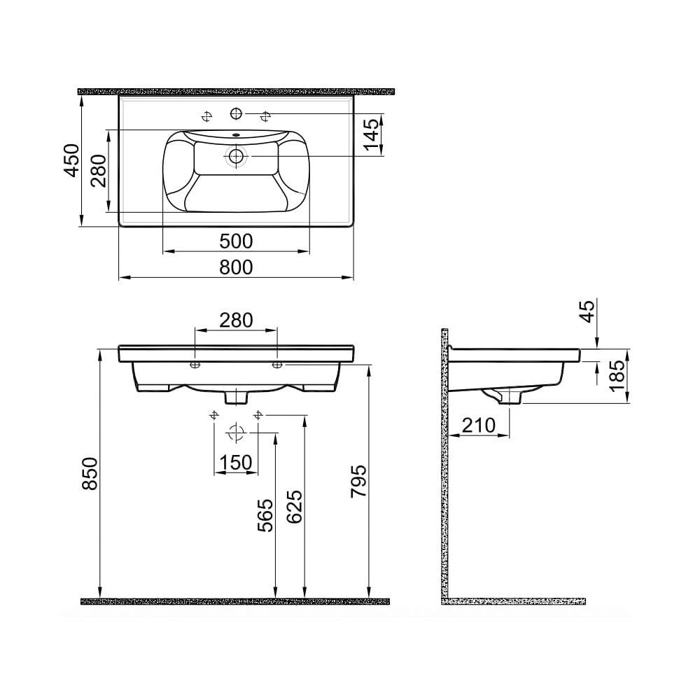 Kale Banyo İdea 2.0 80X45 Etajerli Lavabo - 310200200321