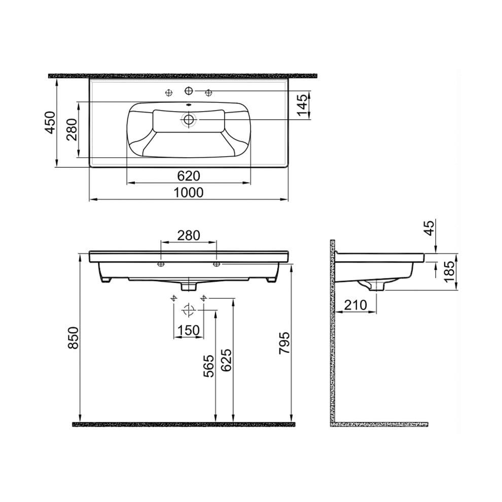 Kale Banyo İdea 2.0 100X45 Etajerli Lavabo - 310200200318